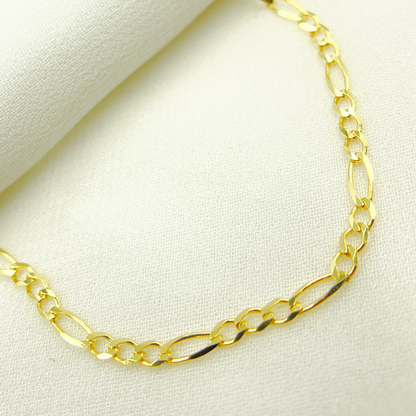 14K Solid Gold Flat Figaro Bracelet