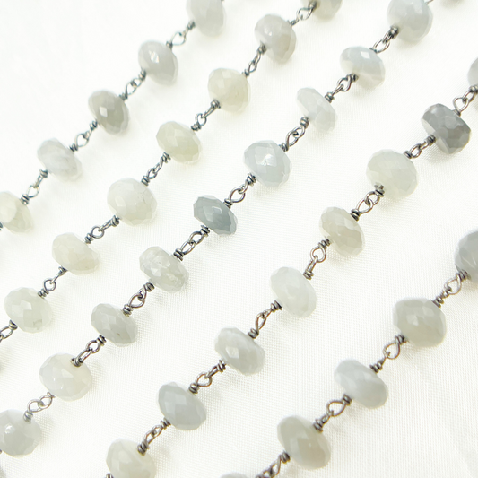 Grey Moonstone Oxidized Wire Chain
