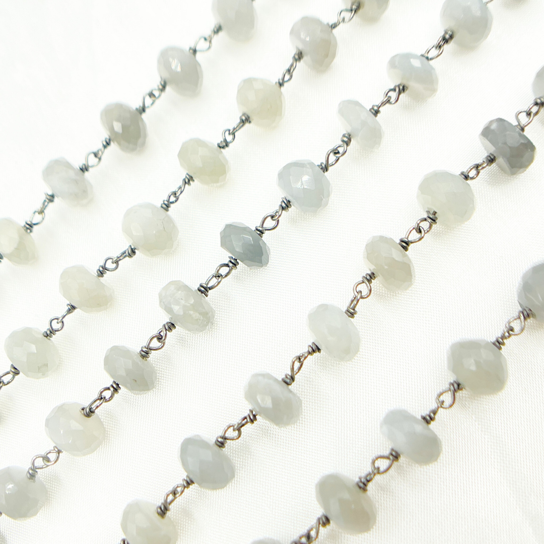 Grey Moonstone Oxidized Wire Chain. GMS1