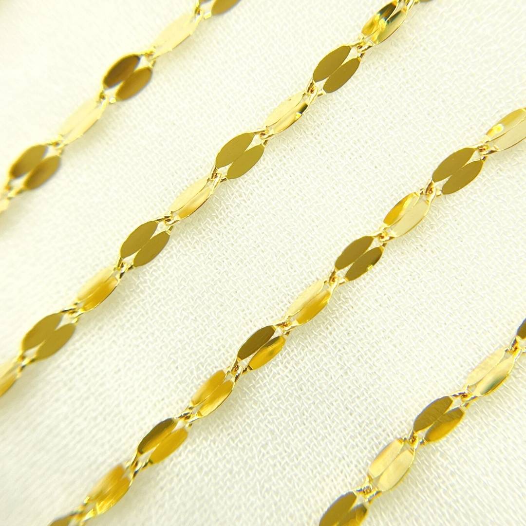 14K Solid Gold Flat Marina Link Unfinished Chain