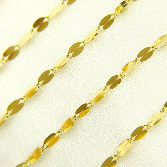 14K Solid Gold Flat Marina Link Unfinished Chain