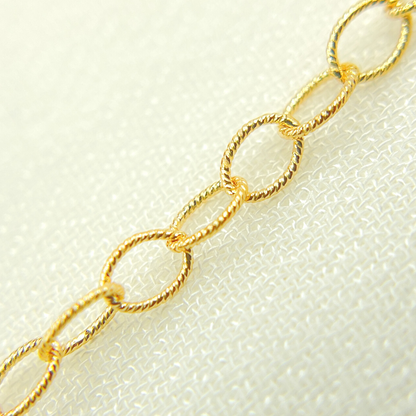 14K Gold Filled Textured Oval Link Chain. 