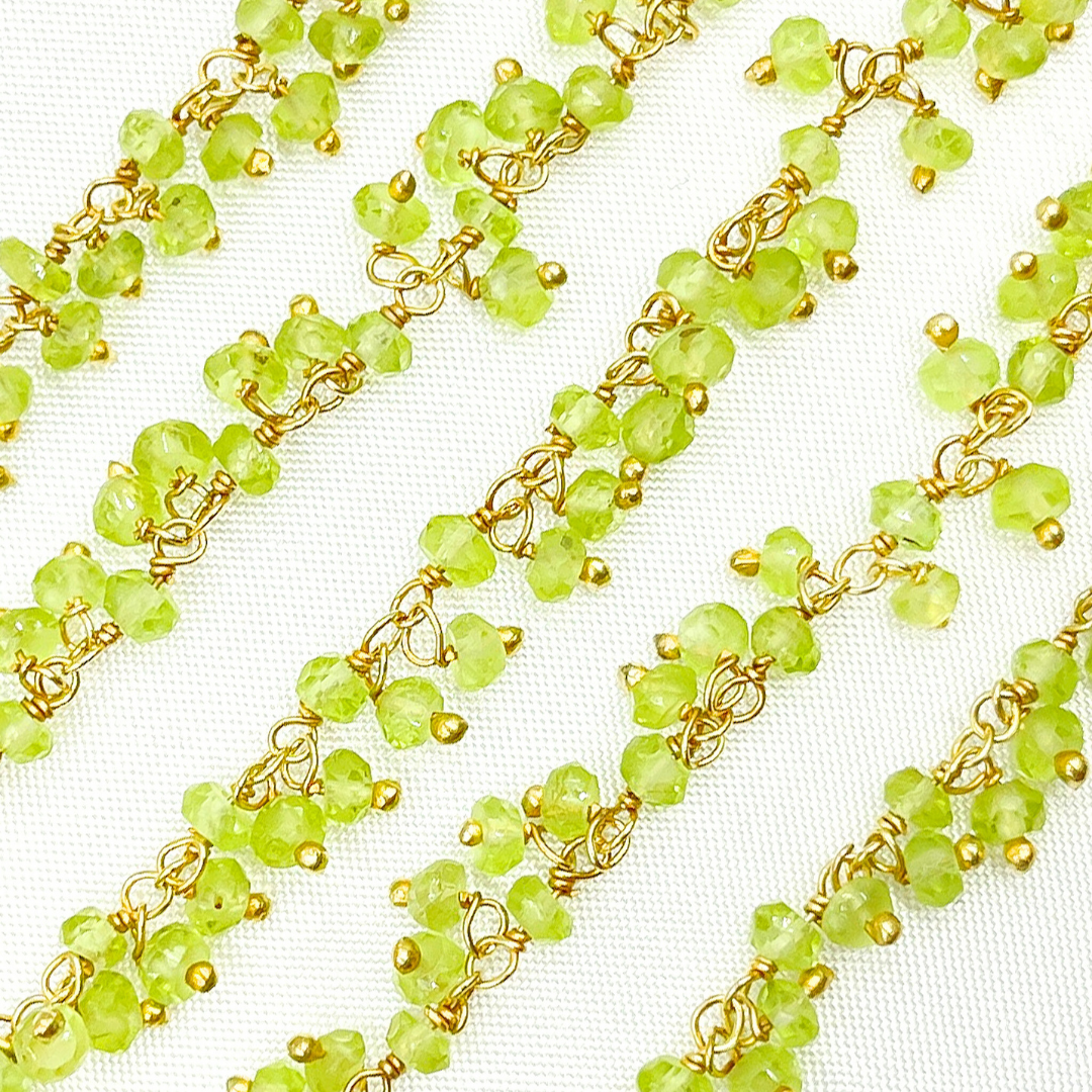 Peridot Cluster Dangle Gold Plated Wire Chain.