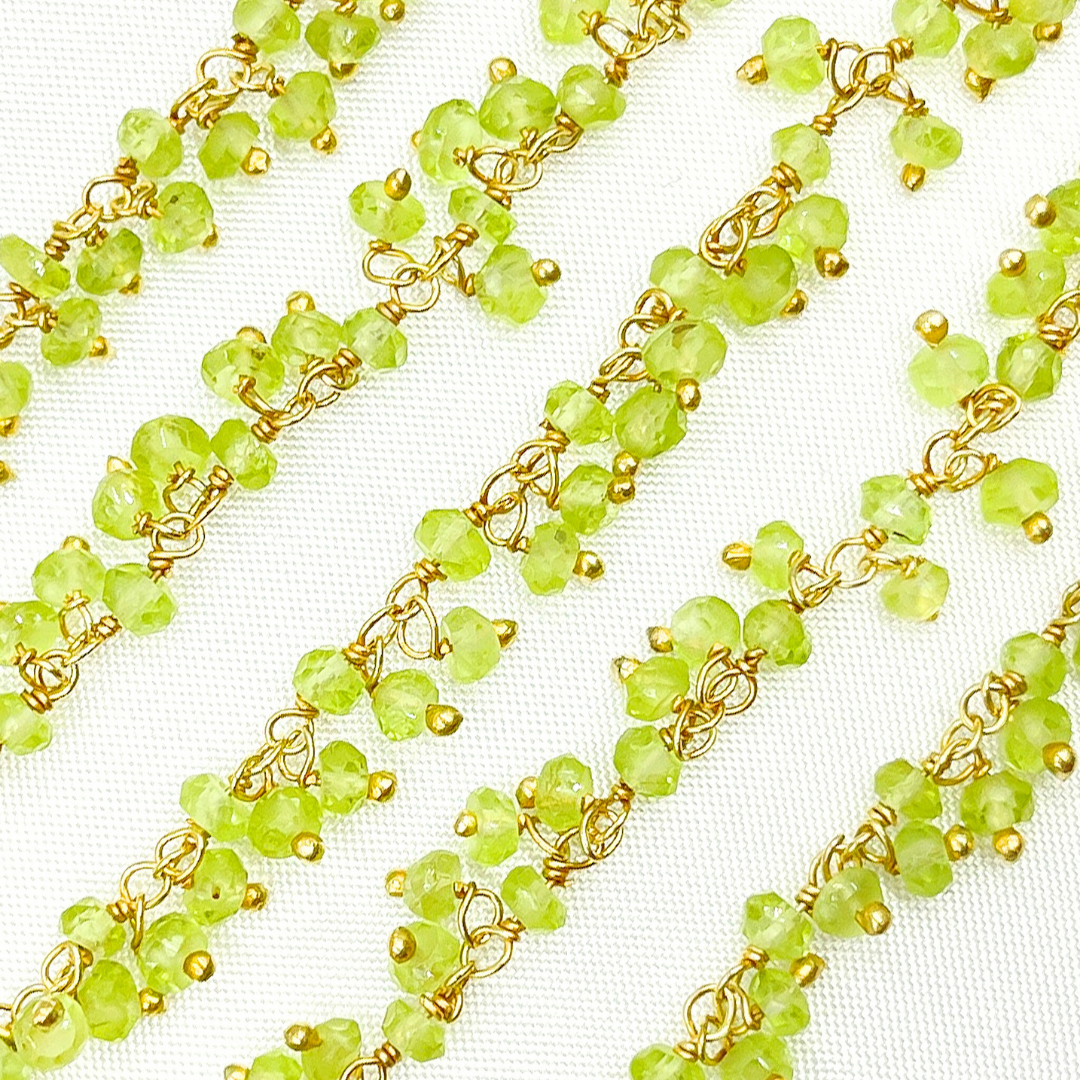 Peridot Cluster Dangle Gold Plated Wire Chain. PER5