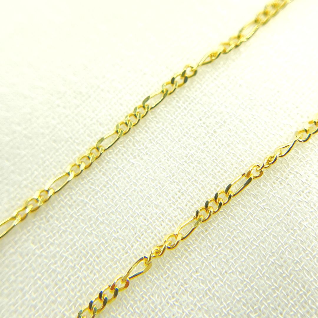 14K Solid Gold Flat Figaro Link Chain