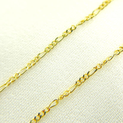 14K Solid Gold Flat Figaro Link Chain