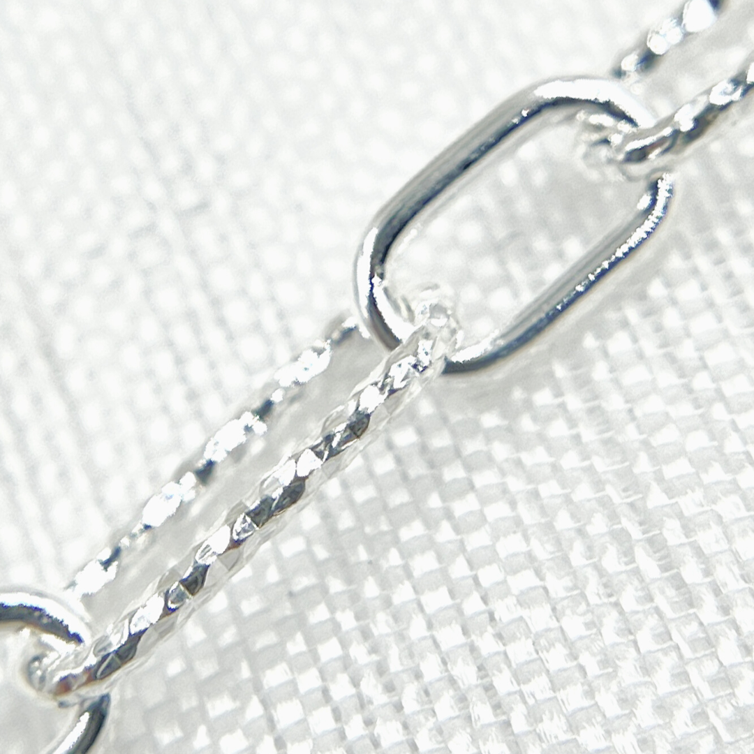 925 Sterling Silver Paperclip Link Chain. Smooth Short Link.