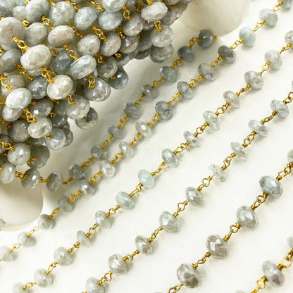 Coated Milky Aquamarine Gold Plated Wire Chain.