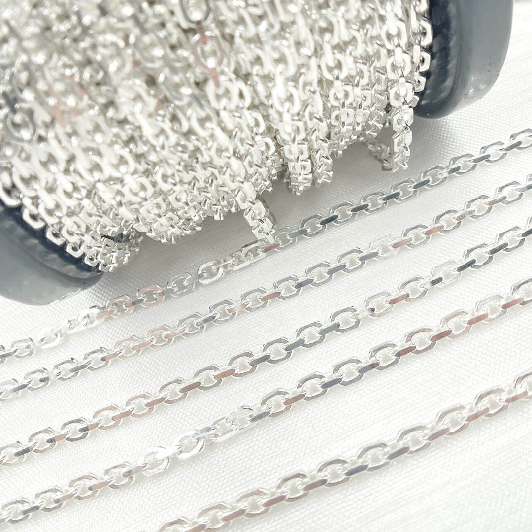 Sterling Silver Diamond Cut Oval Link Chain