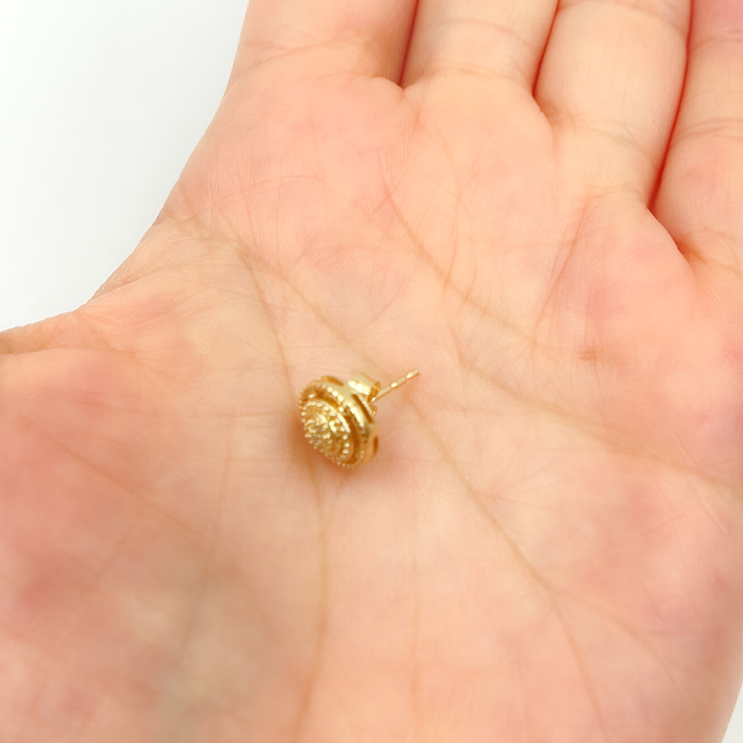 14K Solid Gold and Diamonds Circle Earrings