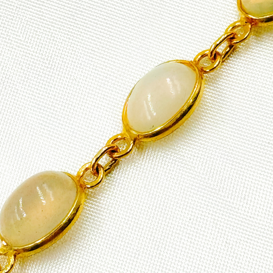 Ethiopian Opal Oval Shape Bezel Gold Plated Wire Chain.