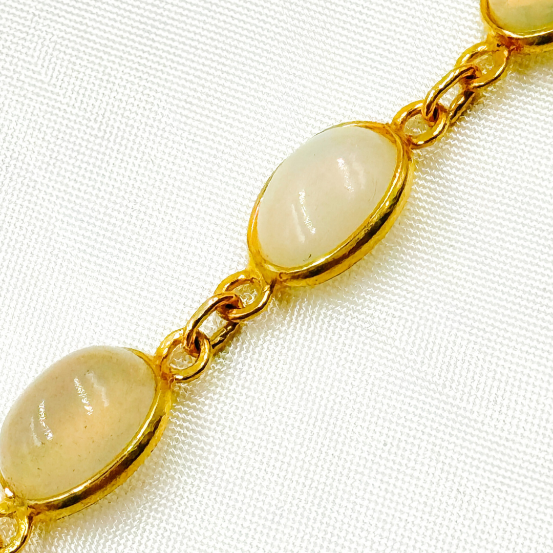 Ethiopian Opal Oval Shape Bezel Gold Plated Wire Chain.