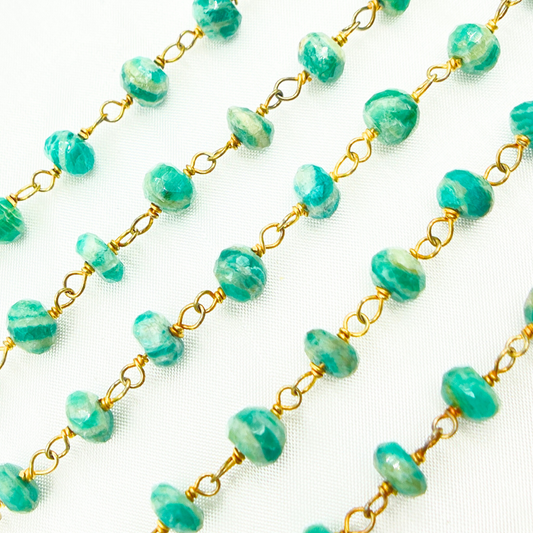 Amazonite Gold Plated Wire Chain