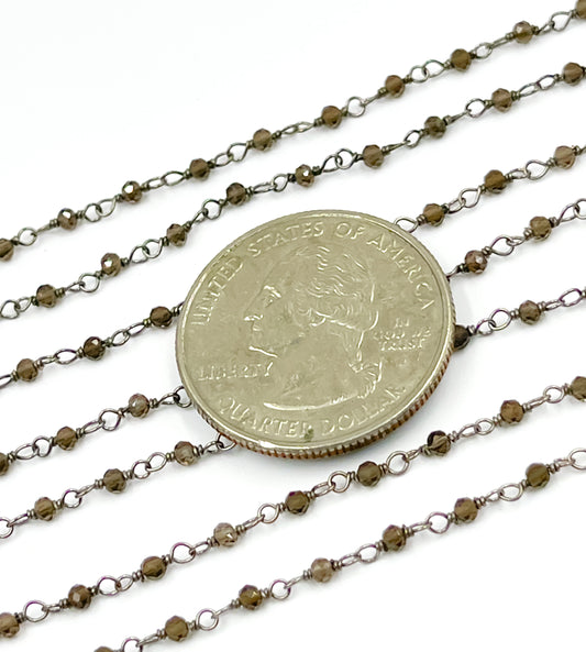 Smoky Quartz Wire Wrap Chain.  SMQ4