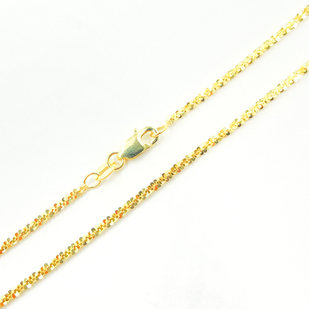 14K Solid Gold Glitter Margarita Rock Chain