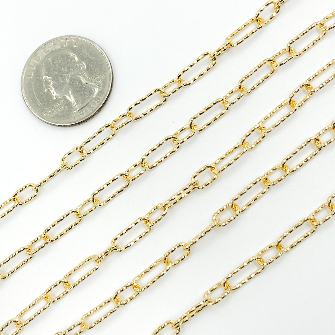 Sterling Silver Gold Plated Diamond Cut Paper Clip Chain