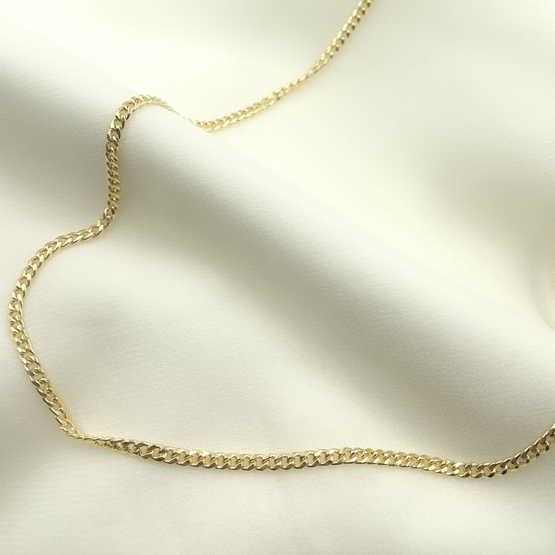 14K Solid Gold Hollow Curb Chain