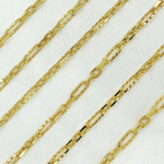 Load image into Gallery viewer, Gold Plated 925 Sterling Silver Hammered Long &amp; Short Oval Link Chain. Z22GP
