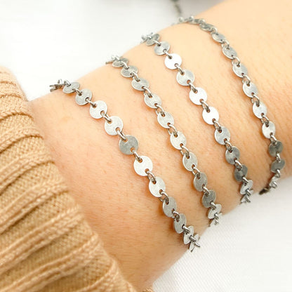 Oxidized 925 Sterling Silver Disc Chain