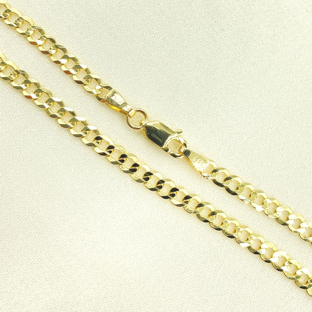 080R13FG1T2A9L001. 14K Solid Yellow Gold Miami Flat Curb Chain