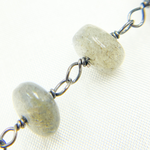 Load image into Gallery viewer, Labradorite Rondel Smooth Oxidized Wire Chain. LAB100
