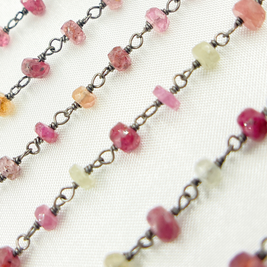 Multi Sapphire Pink Oxidized Wire Chain.