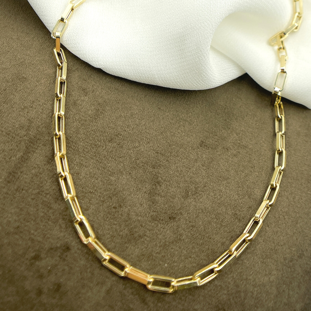 14K Solid Gold Flat Box Link Chain