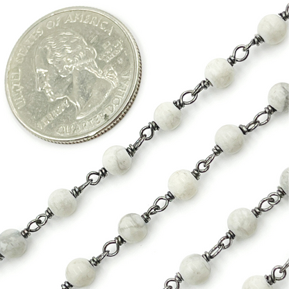 Howlite Gemstone Round Shape Chain.