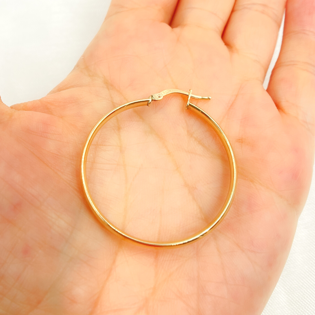 14K Solid Gold Hollow Hoop