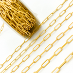 Load image into Gallery viewer, Gold Plated Matt 925 Sterling Flat Paperclip Link Chain. V11GPM
