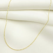 14K Solid Yellow Gold Diamond Cut Ball Link Necklace