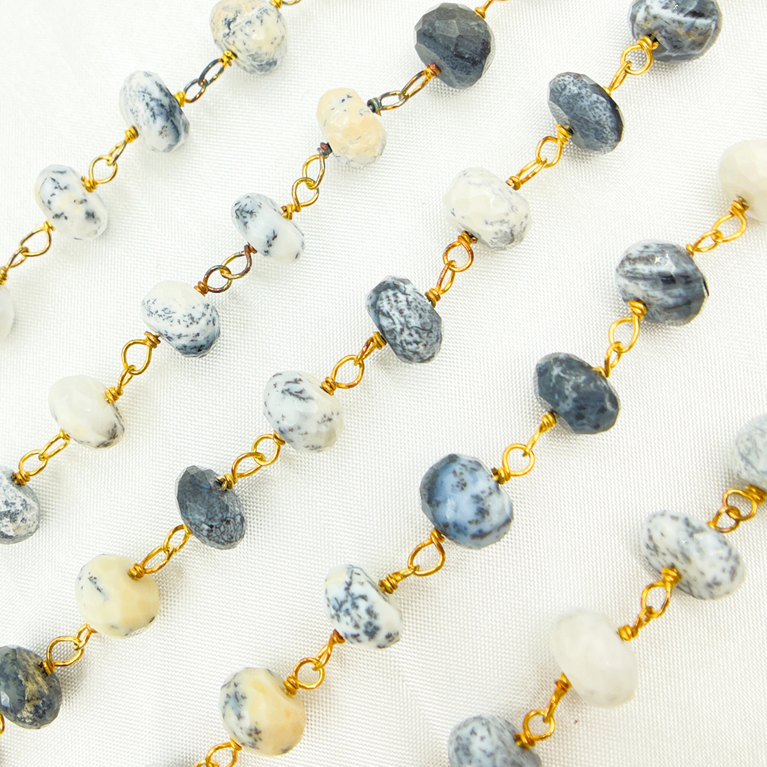 Dendrite Opal Gold Plated Wire Chain. DEN9