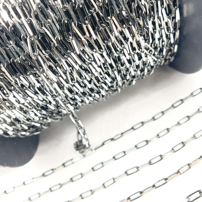 Z56SBDC. 925 Sterling Silver & Black Rhodium Diamond Paperclip Chain