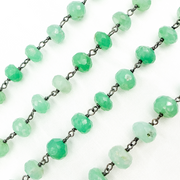 Chrysoprase Rondel Shape Oxidized Wire Chain
