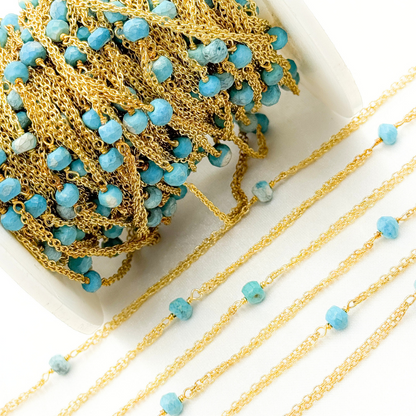 Turquoise Double Gold Plated Connected Wire Chain.