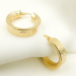 Load image into Gallery viewer, 14K Solid Gold Flat Diamond Cut Hoop Earrings