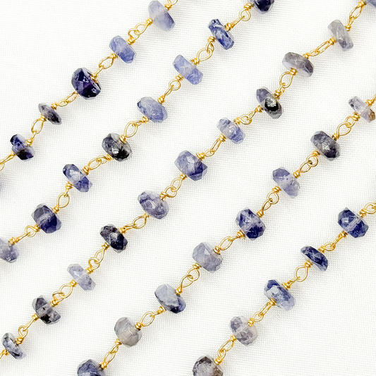 Iolite Gold Plated Wire Chain.