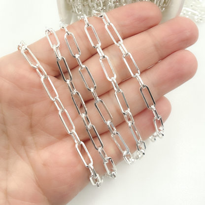 925 Sterling Silver Flat Paperclip Link Chain.