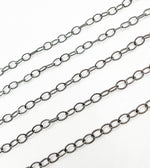 Load image into Gallery viewer, Black Rhodium 925 Sterling Silver Twisted Oval 4x3mm Link Chain. BR18
