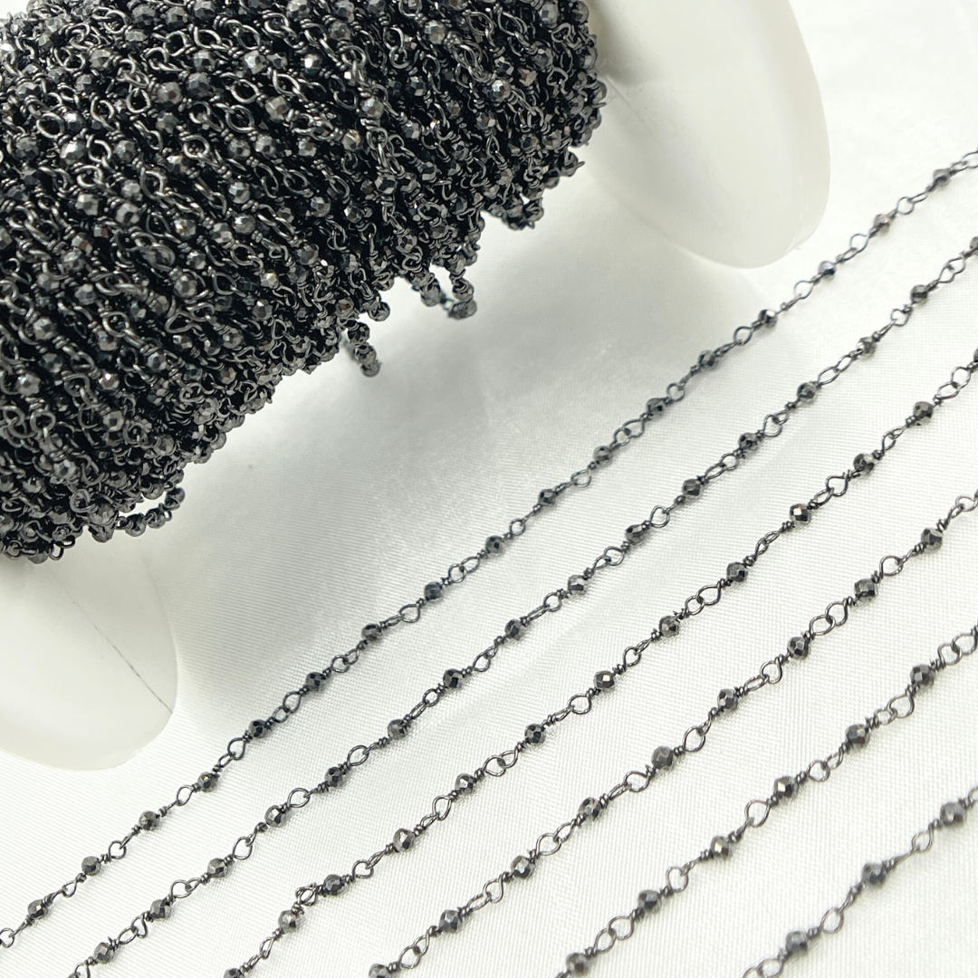Pyrite Black Rhodium Sterling Silver Wire Chain