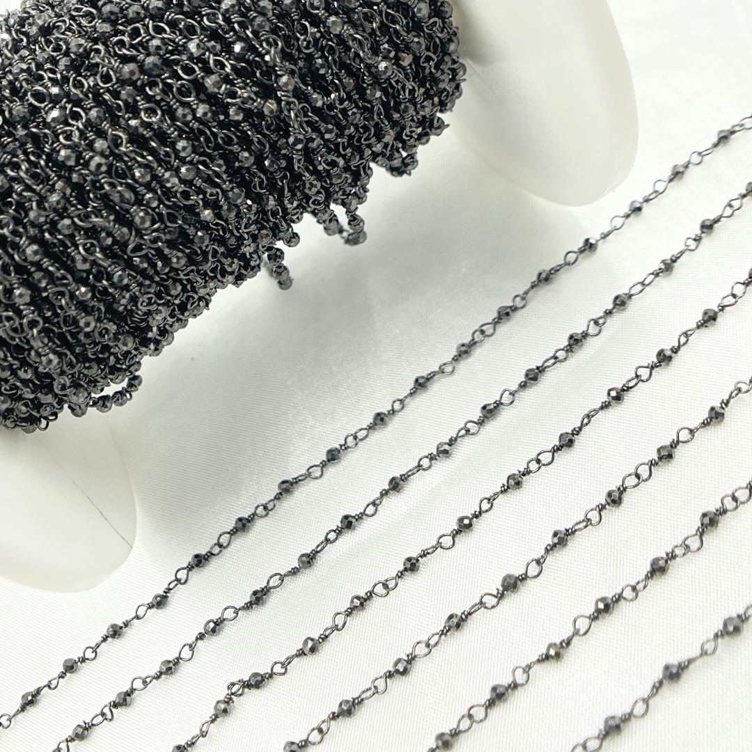 Pyrite Black Rhodium 925 Sterling Silver Wire Chain. PYR35