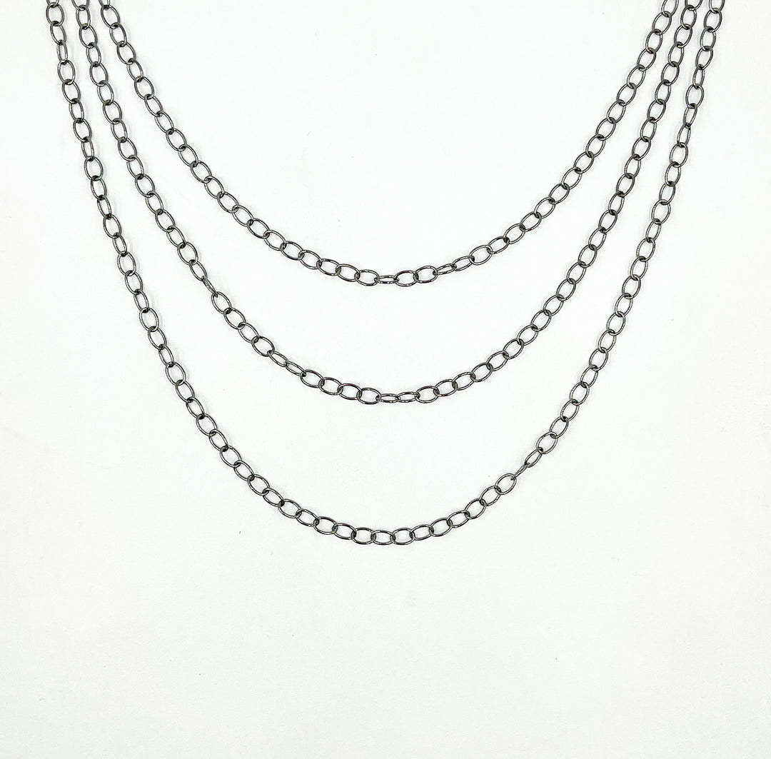 Black Rhodium 925 Sterling Silver Cable Chain. BR29