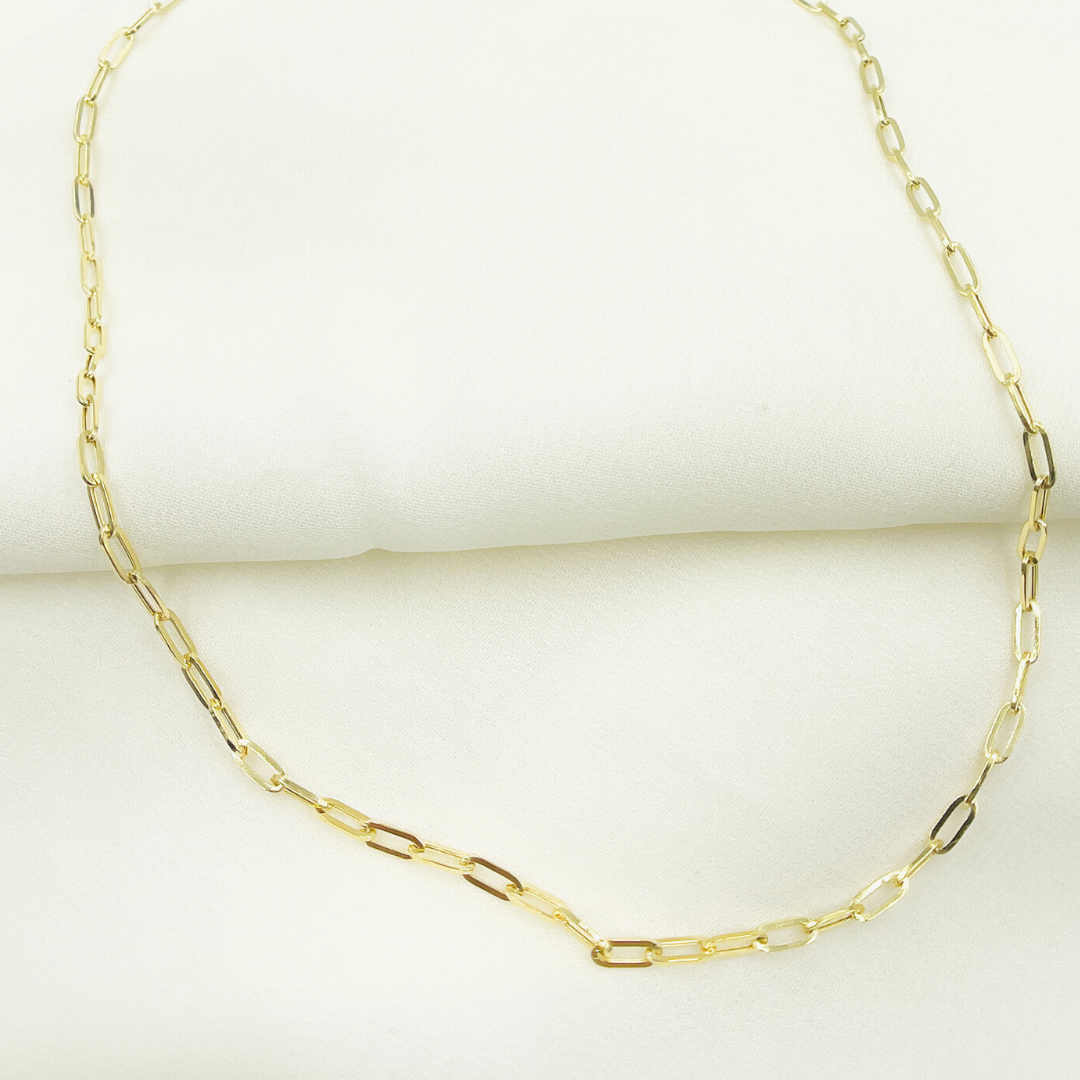 14K Solid Gold Flat Paperclip Necklace