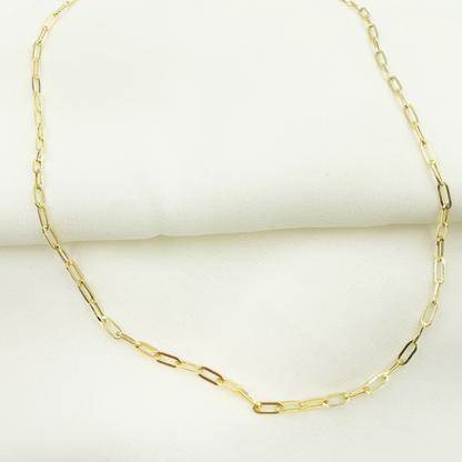 14K Solid Gold Flat Paperclip Necklace