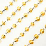 Load image into Gallery viewer, Golden Pyrite Faceted Rondel Oxidized Wire Chain. PYR42
