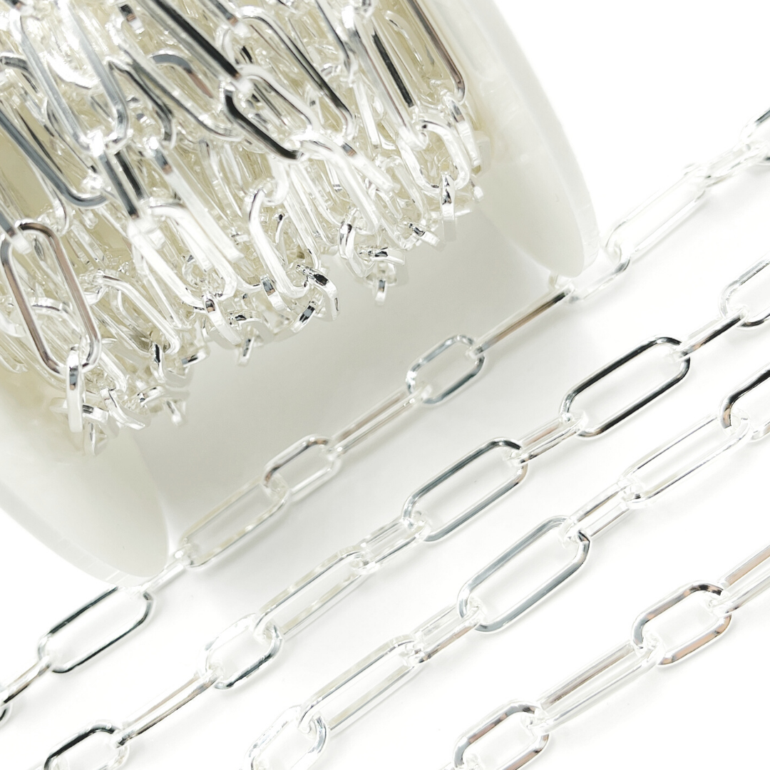 925 Sterling Silver Flat Paper Clip Chain. V139SS