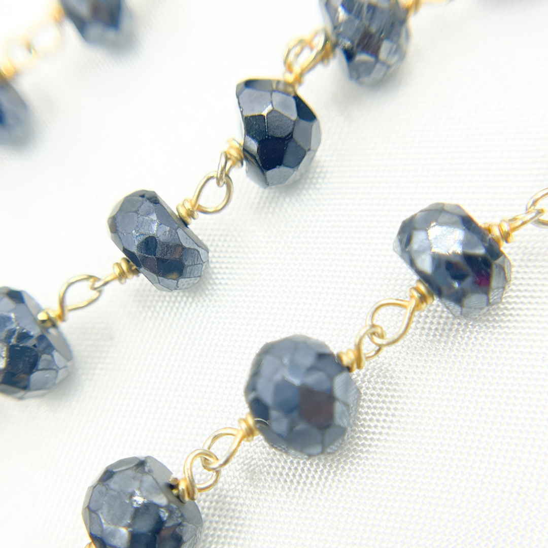 Coated Black Spinel Gold Plated Wire Chain