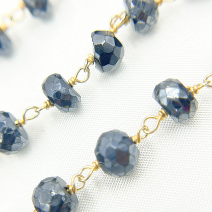 Coated Black Spinel Gold Plated Wire Chain