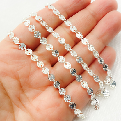 957FDSS. 925 Sterling Silver Textured Disc Chain