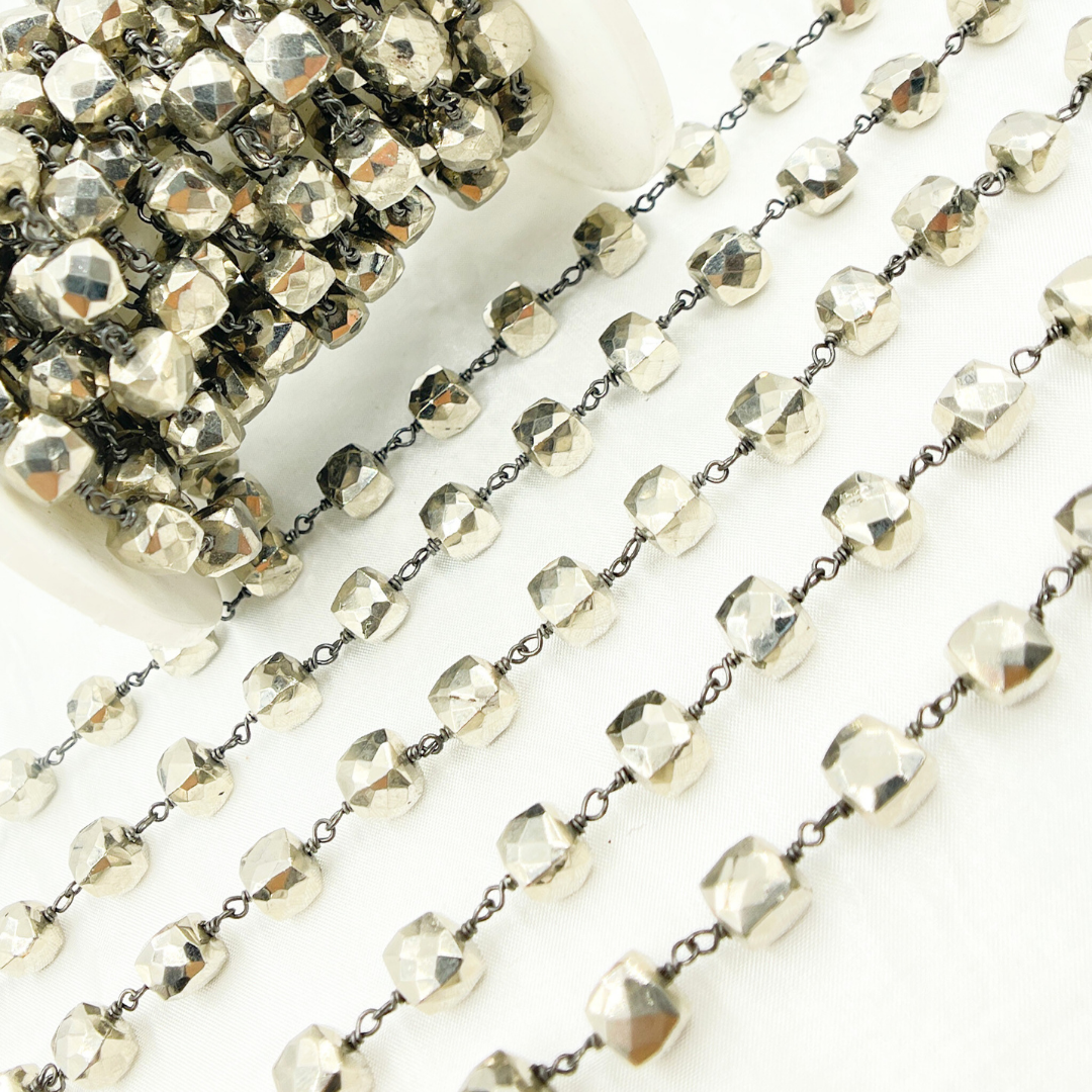 Steel Pyrite Cube Shape Oxidized Wire Chain.